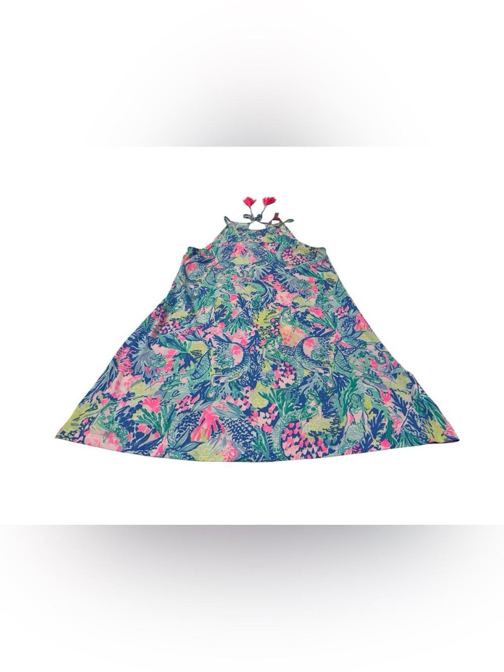 Lilly Pulitzer Tropical Floral A-Line Sundress with Tassel Ties